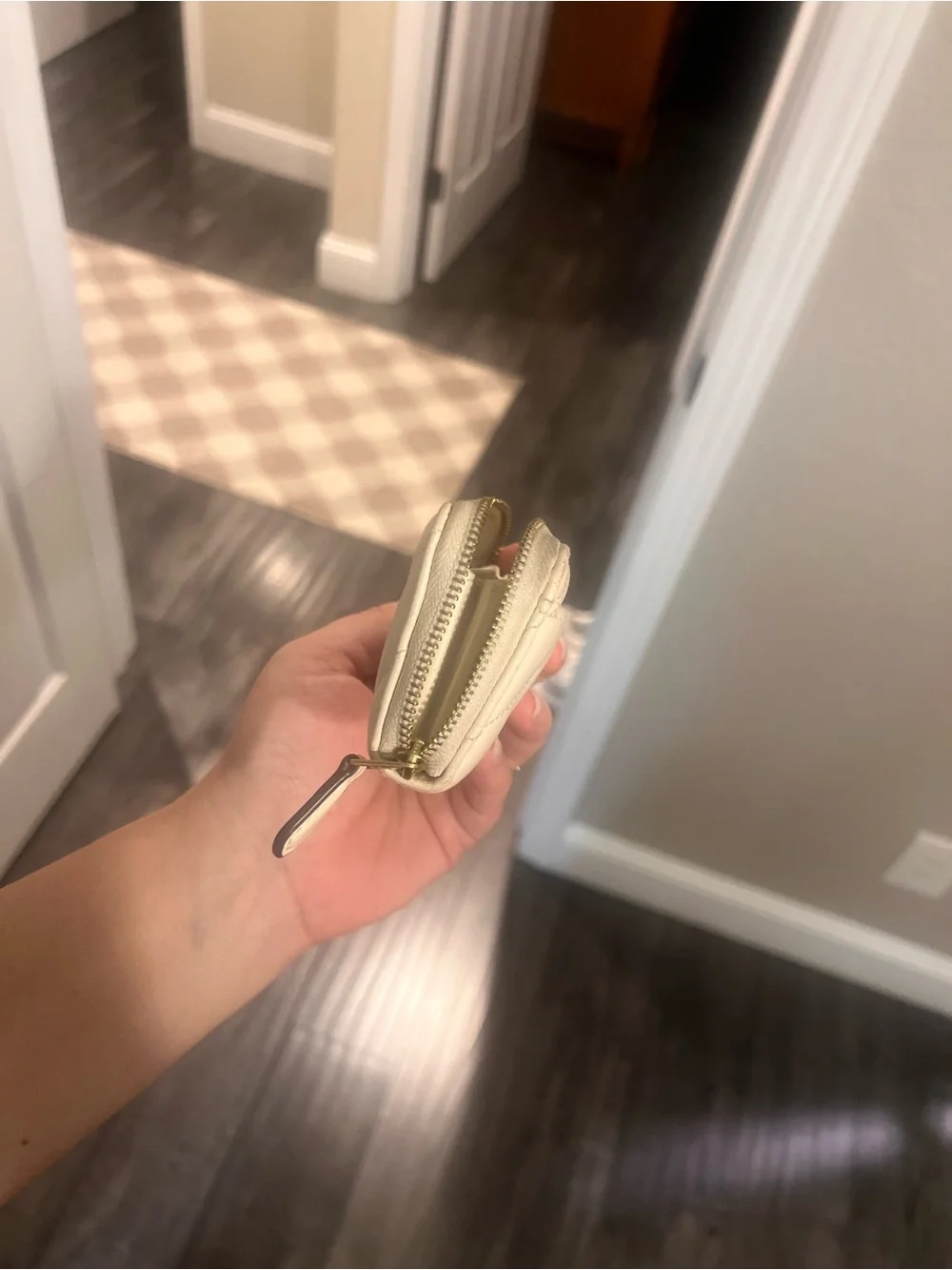 Quilted Cream Leather Coach Wallet